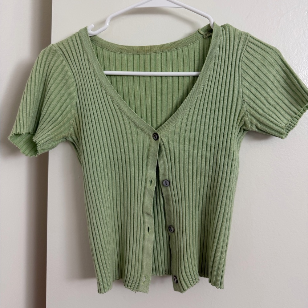 YesStyle Green Ribbed Crop Top